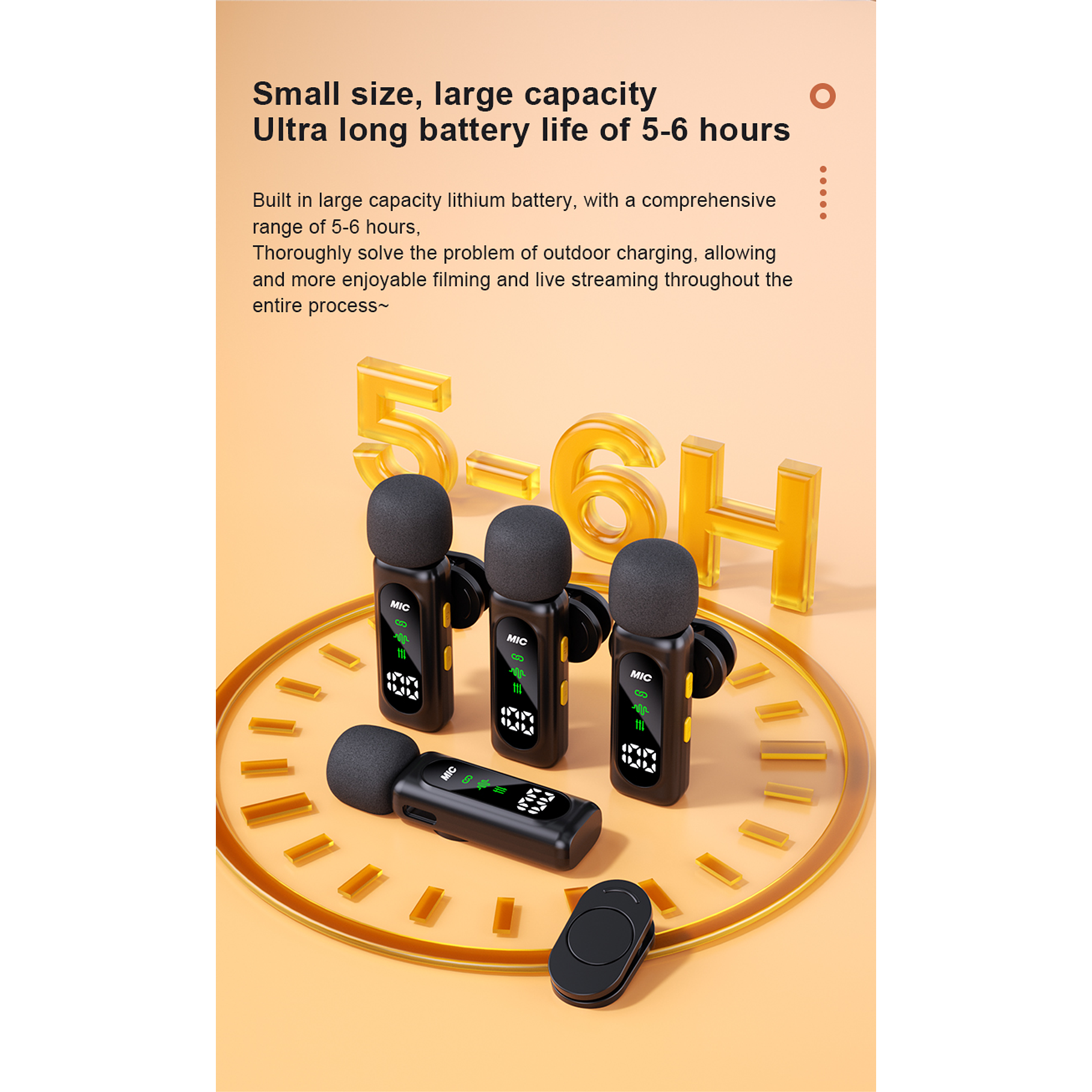 Micrófono Lavalier Portátil 4 En 1 T90 De Alta Calidad Micrófono Lavalier Ligero Con 4 Micrófonos Pantalla Digital Y Cancelación De Ruido 7