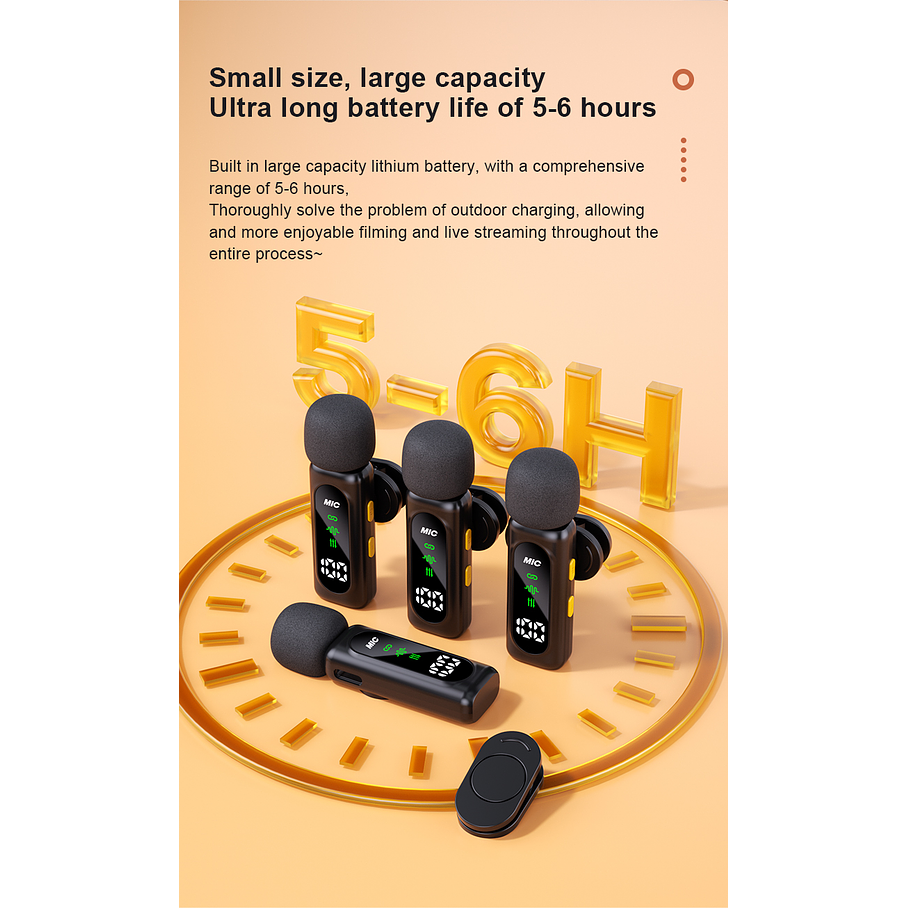 Micrófono Lavalier Portátil 4 En 1 T90 De Alta Calidad Micrófono Lavalier Ligero Con 4 Micrófonos Pantalla Digital Y Cancelación De Ruido 7