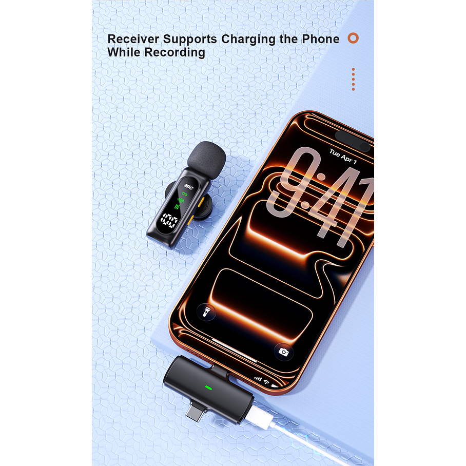 Micrófono Lavalier Portátil 4 En 1 T90 De Alta Calidad Micrófono Lavalier Ligero Con 4 Micrófonos Pantalla Digital Y Cancelación De Ruido 8