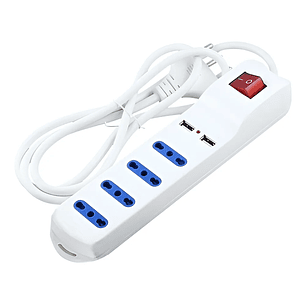 Alargador Zapatilla Eléctrica 4 Posiciones 2 Usb 3 Metros Color Blanco