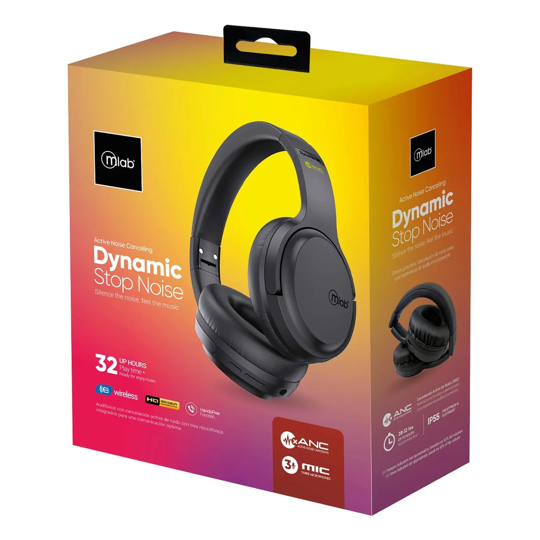 Audífonos Cancelación De Ruido Bluetooth Mlab 32hrs Negro Negro 1