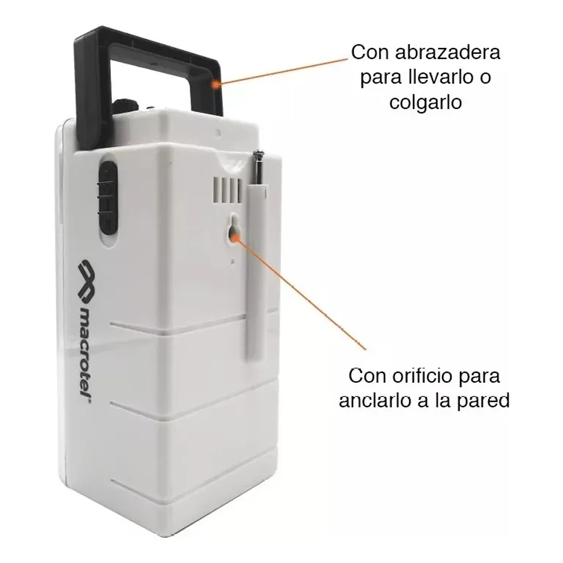 Linterna Y Foco De Emergencia 24 Led Con Radio Macrotel Color Blanco 2