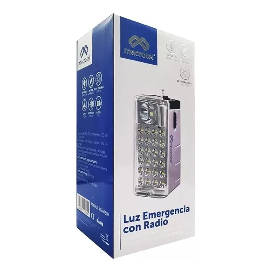 Linterna Y Foco De Emergencia 24 Led Con Radio Macrotel Color Blanco 3