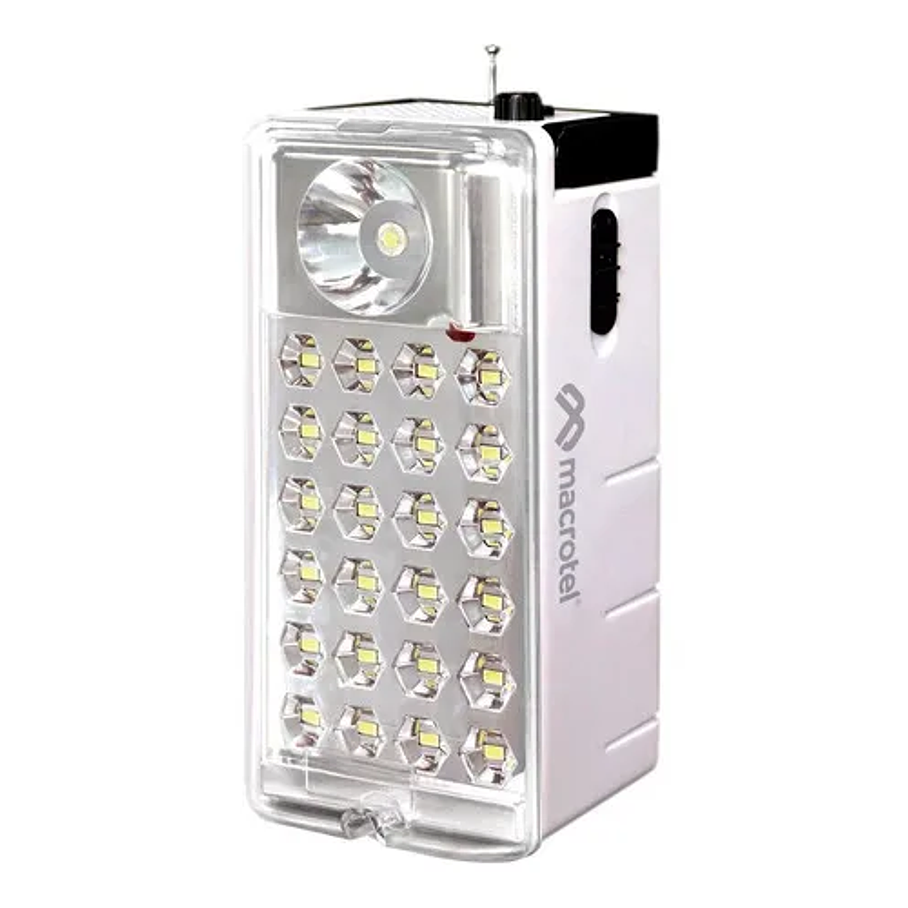 Linterna Y Foco De Emergencia 24 Led Con Radio Macrotel Color Blanco 1