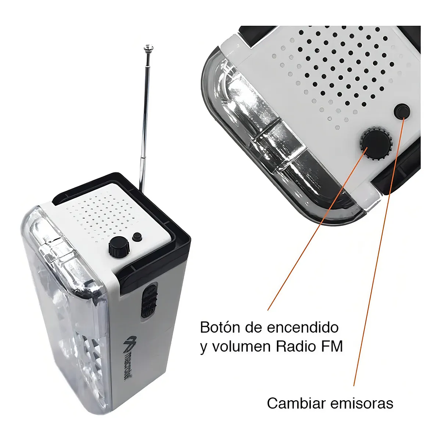 Linterna Y Foco De Emergencia 24 Led Con Radio Macrotel Color Blanco 4