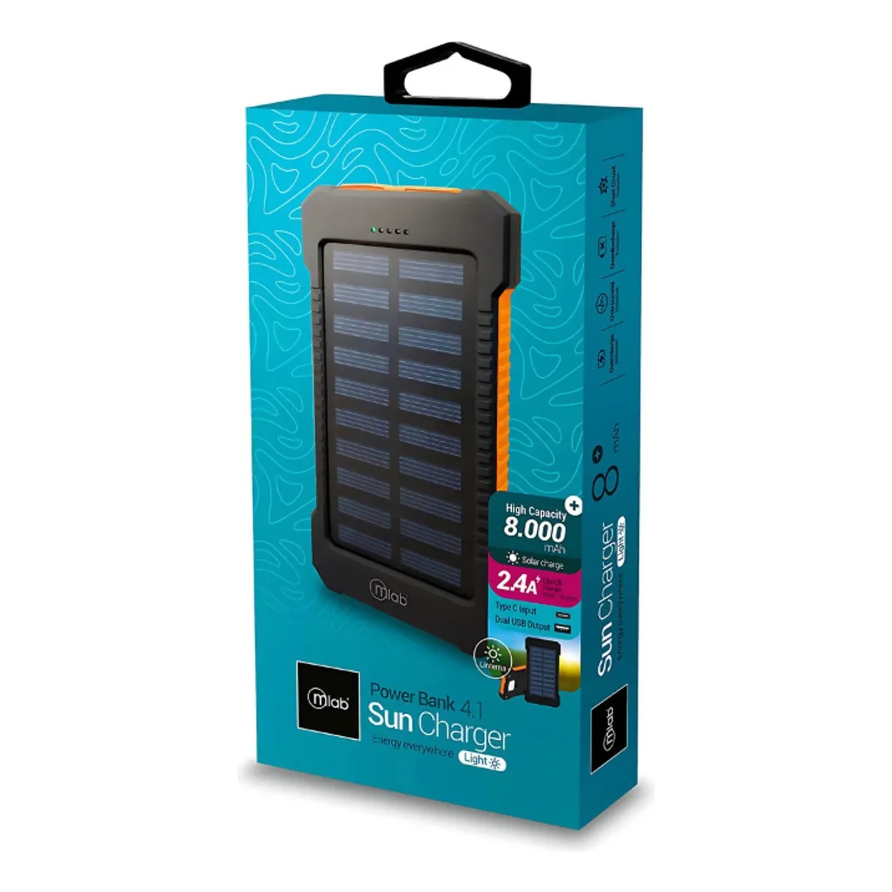 Power Bank Energía Solar 8000mah Mlab Color Negro Solar 4.1  1