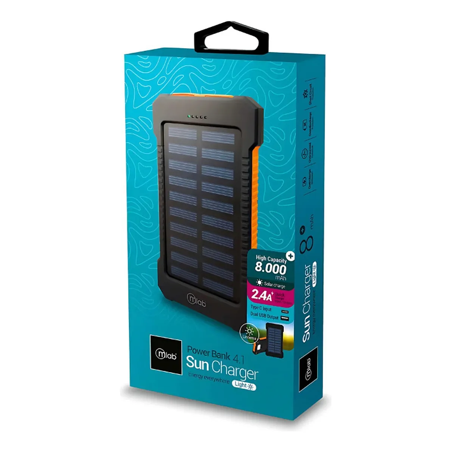Power Bank Energía Solar 8000mah Mlab Color Negro Solar 4.1  1