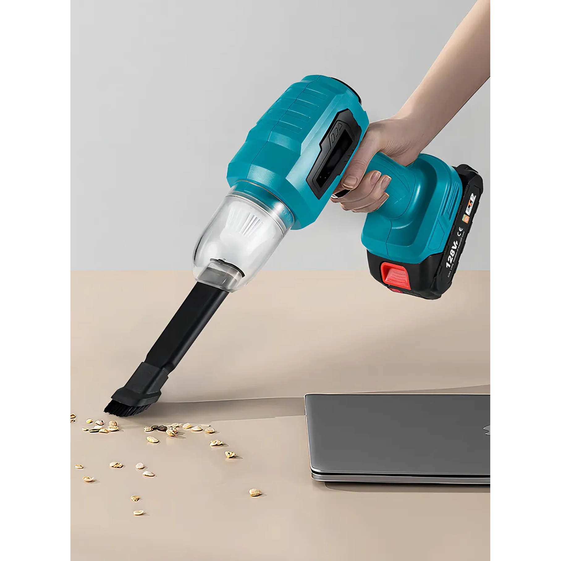 Aspiradora Y Sopladora De Mano Inalámbrico, Multifuncional Siete En Uno, Portatil Potente Aspiradora Para Auto 9800pa 120w, Seco Y Húmedo, Batería Recargable 4.0ah Para Oficina, Hogar Y Coche 3