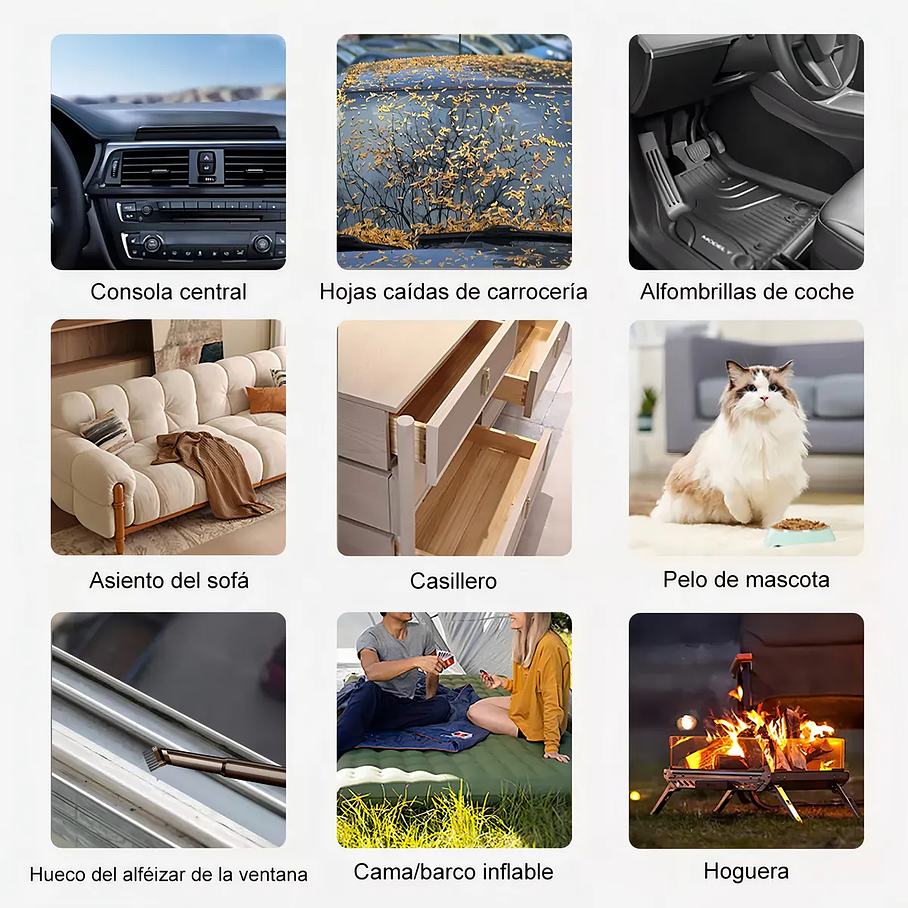 Aspiradora Y Sopladora De Mano Inalámbrico, Multifuncional Siete En Uno, Portatil Potente Aspiradora Para Auto 9800pa 120w, Seco Y Húmedo, Batería Recargable 4.0ah Para Oficina, Hogar Y Coche 7