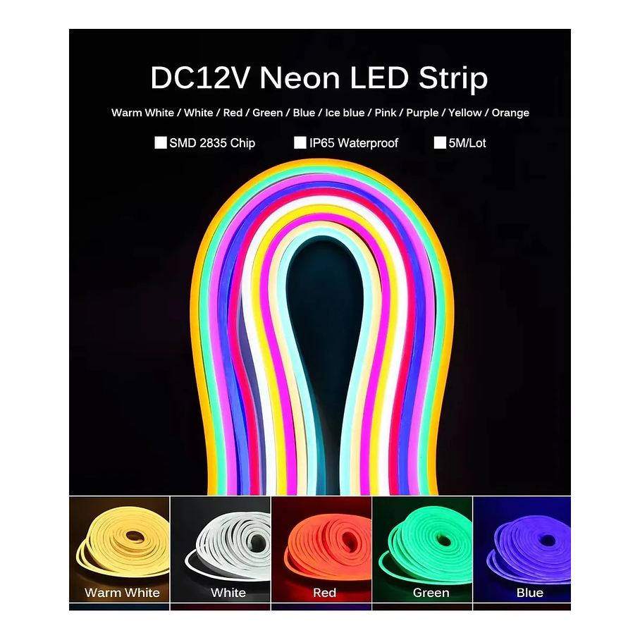 Cinta Neon Led Blanco Frío 12V IP64 5m 90 LEDs por Metro Tira 3