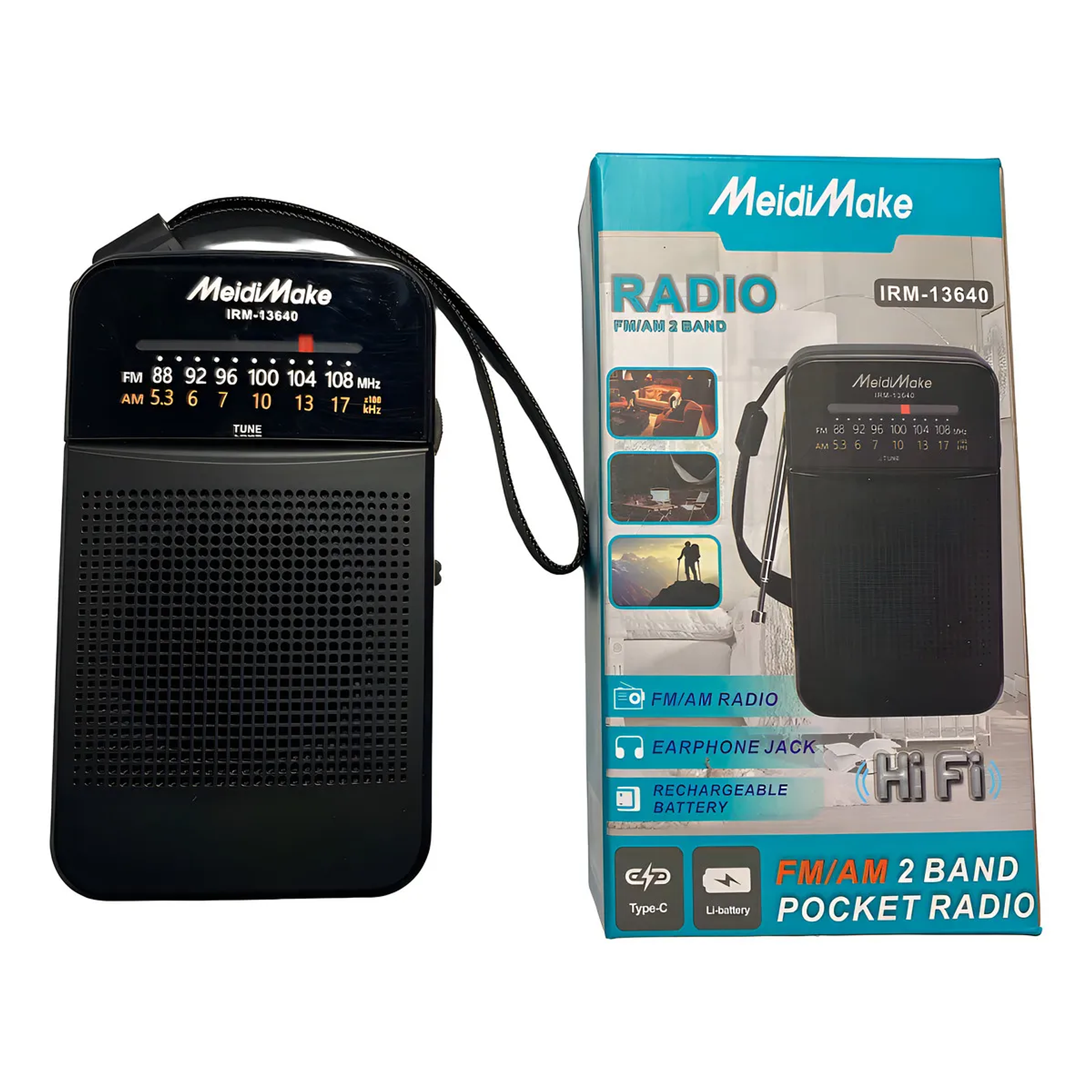 Mini Radio Fm Am Portátil Recargable Color Negro Negro 5