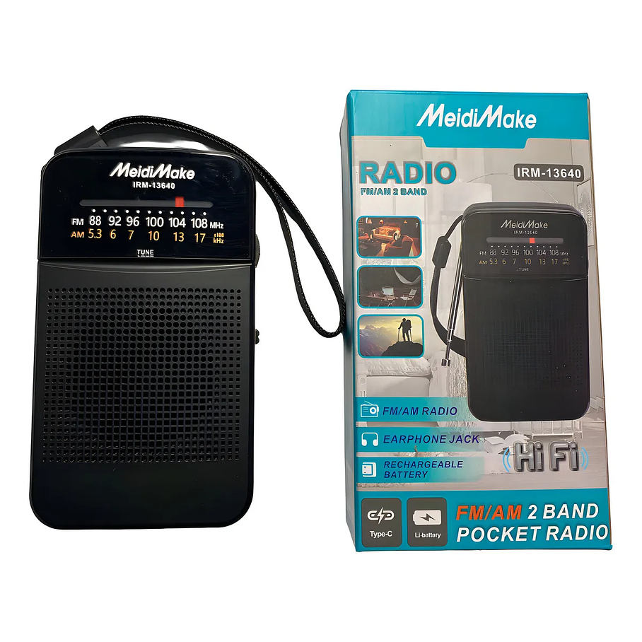 Mini Radio Fm Am Portátil Recargable Color Negro Negro 5