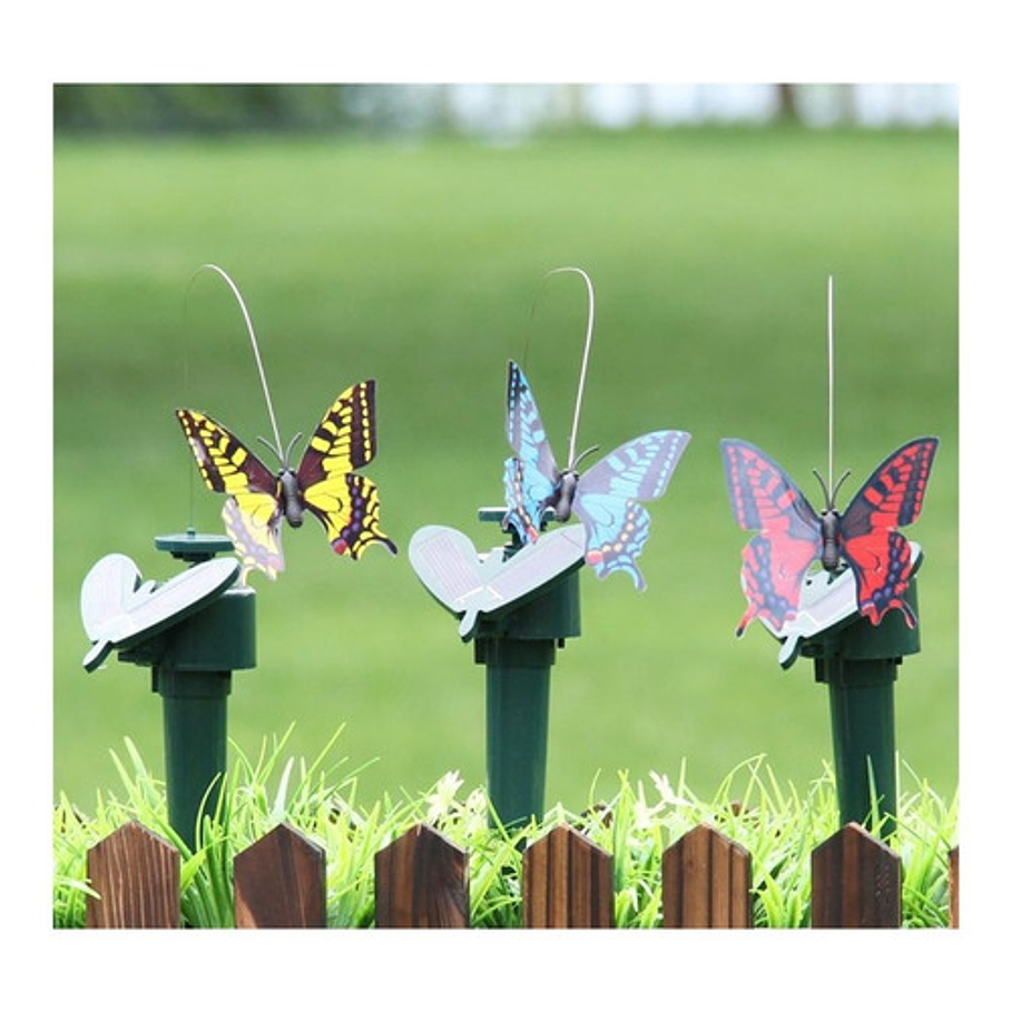 Mariposa Solar Con Iluminación Y Movimiento Para Jardín - Ps Colores Variados  3