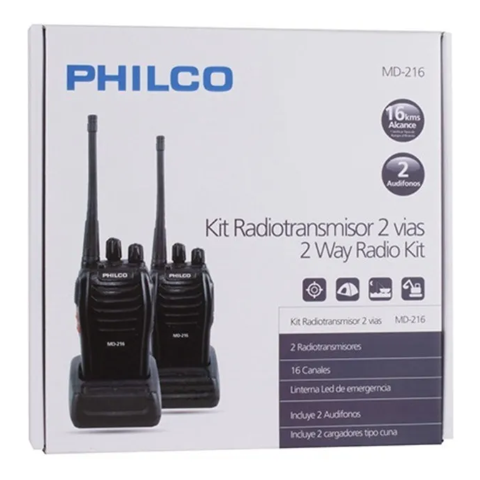 Radio Transmisor Philco Md216 2uni Ideal Guardias - Bascotel Color Negro 2