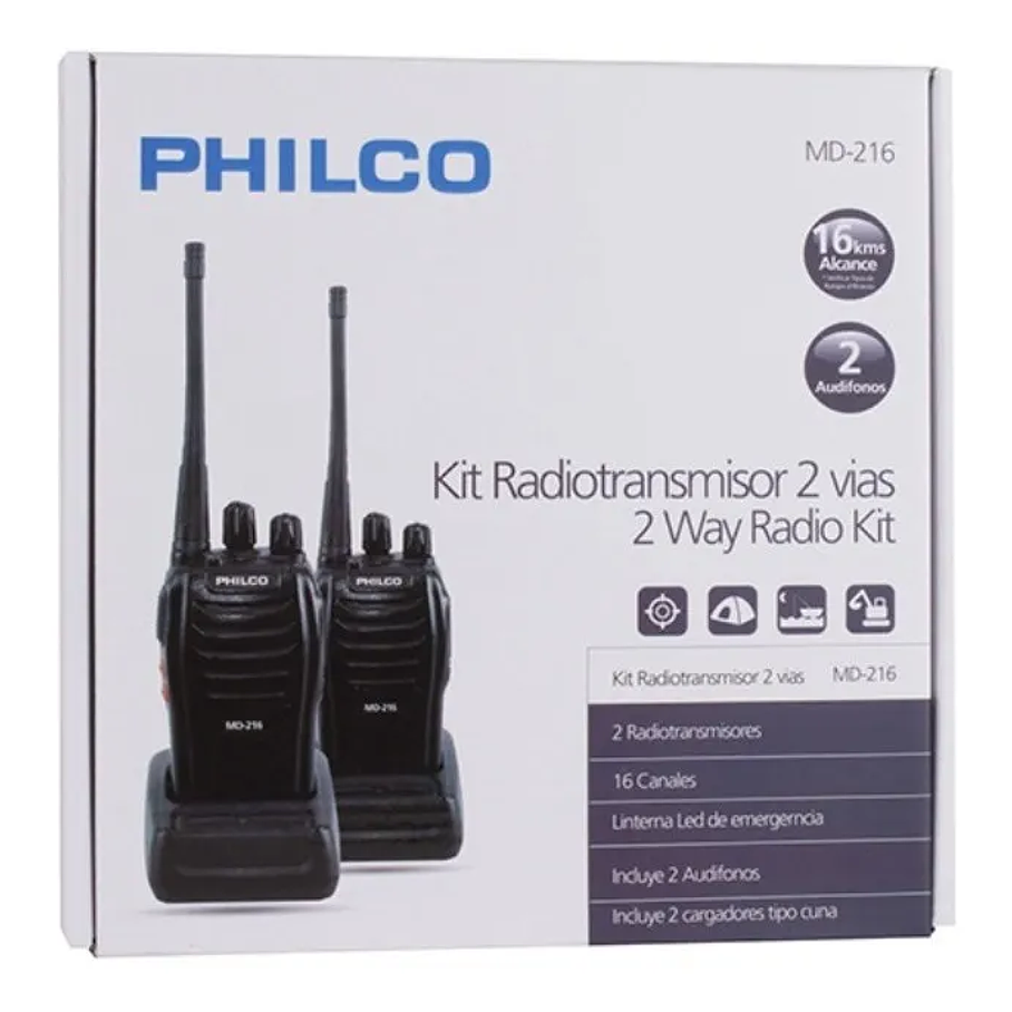 Radio Transmisor Philco Md216 2uni Ideal Guardias - Bascotel Color Negro 2