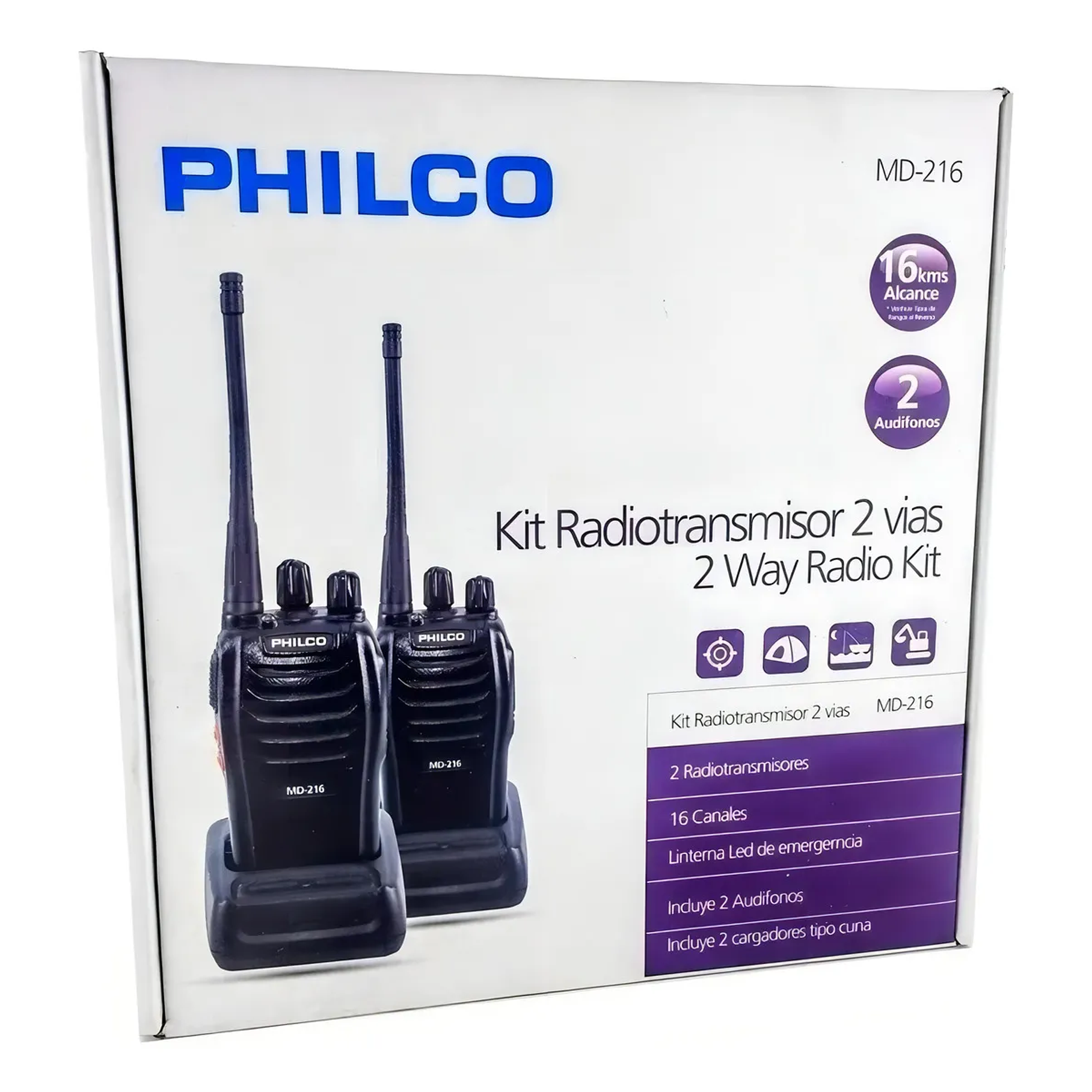 Radio Transmisor Philco Md216 2uni Ideal Guardias - Bascotel Color Negro 7