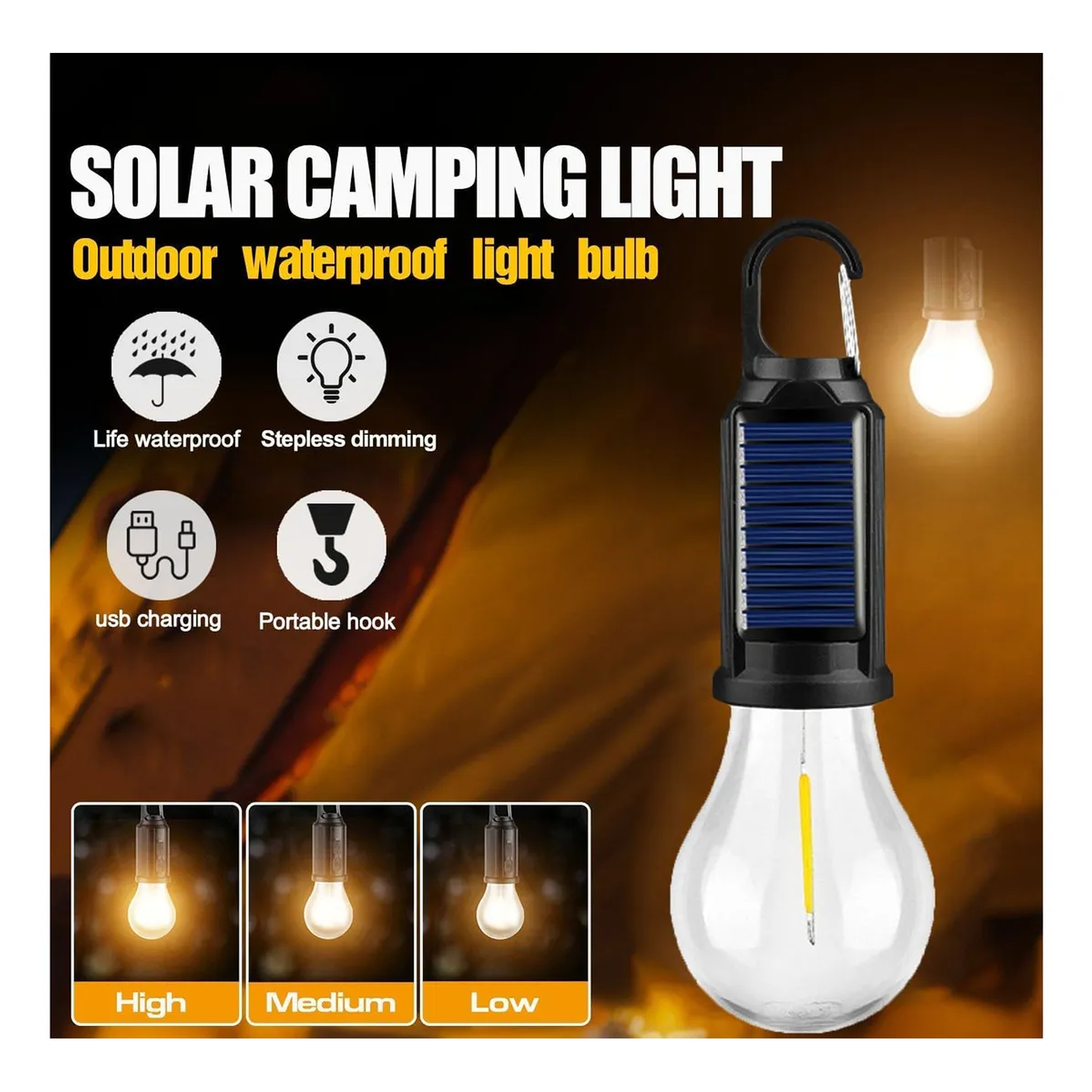 Ampolleta Solar Recargable Usb Emergencia Portatil Energia Solar 4