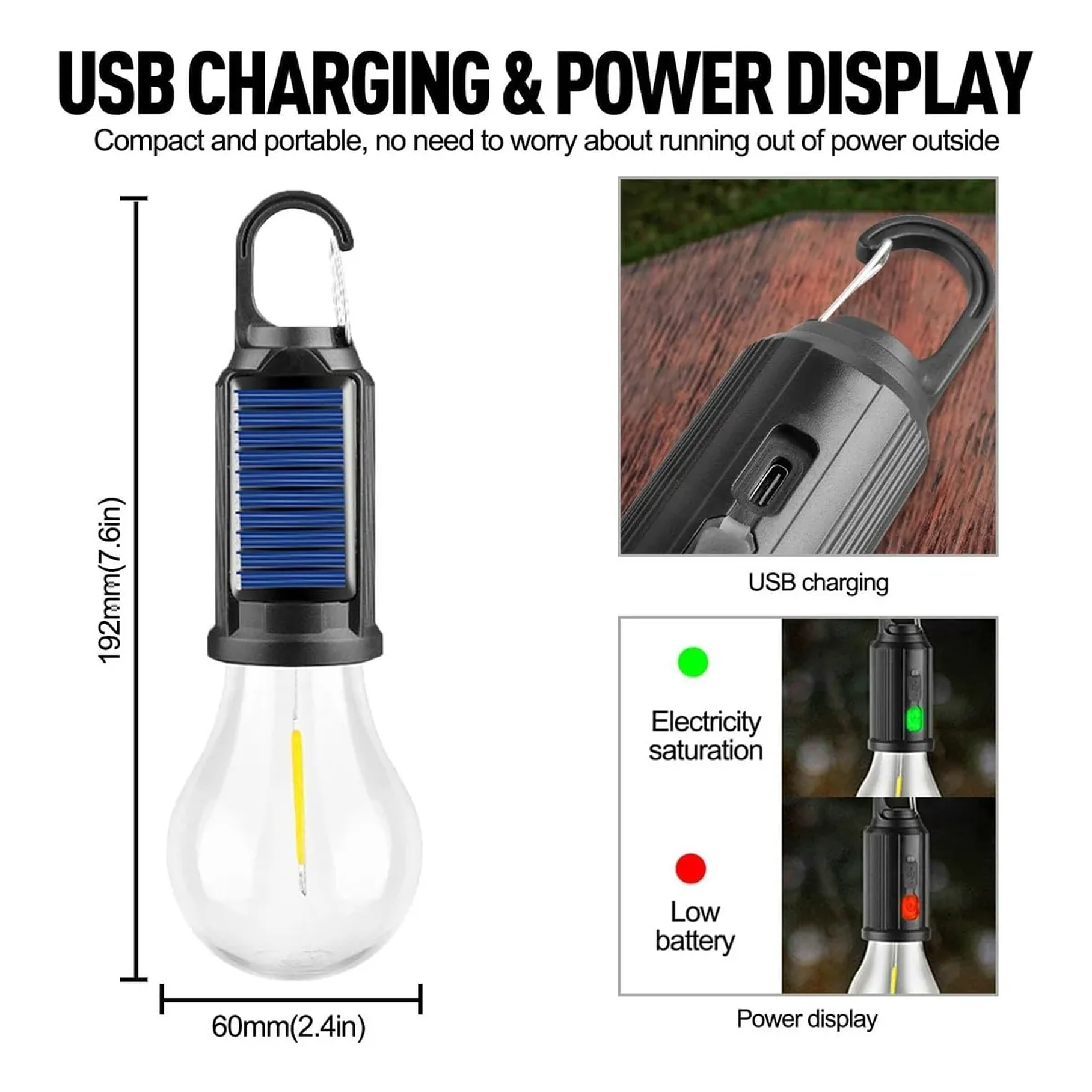 Ampolleta Solar Recargable Usb Emergencia Portatil Energia Solar 5