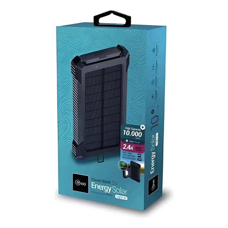 Power Bank Carga Solar 10000 Mah Negro Batería Externa Mlab Negro Carga Dual Todoterreno 1