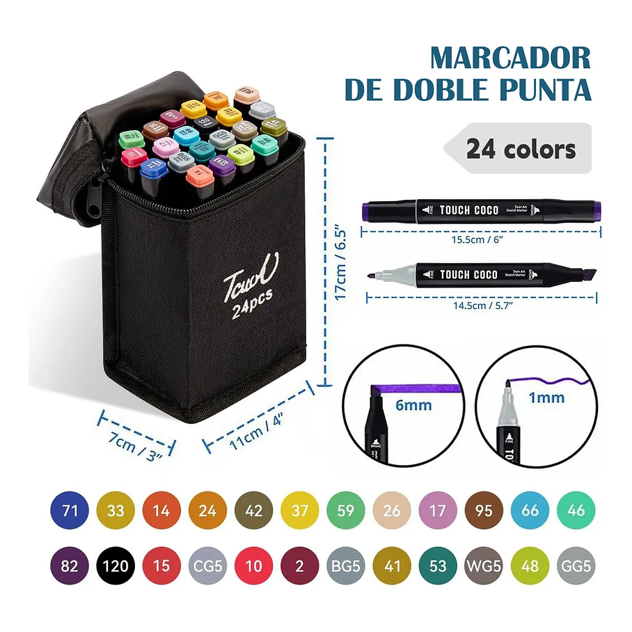 Marcadores Set De 24 Plumones Doble Punta Para Colorear Marcadores Vibrante 3