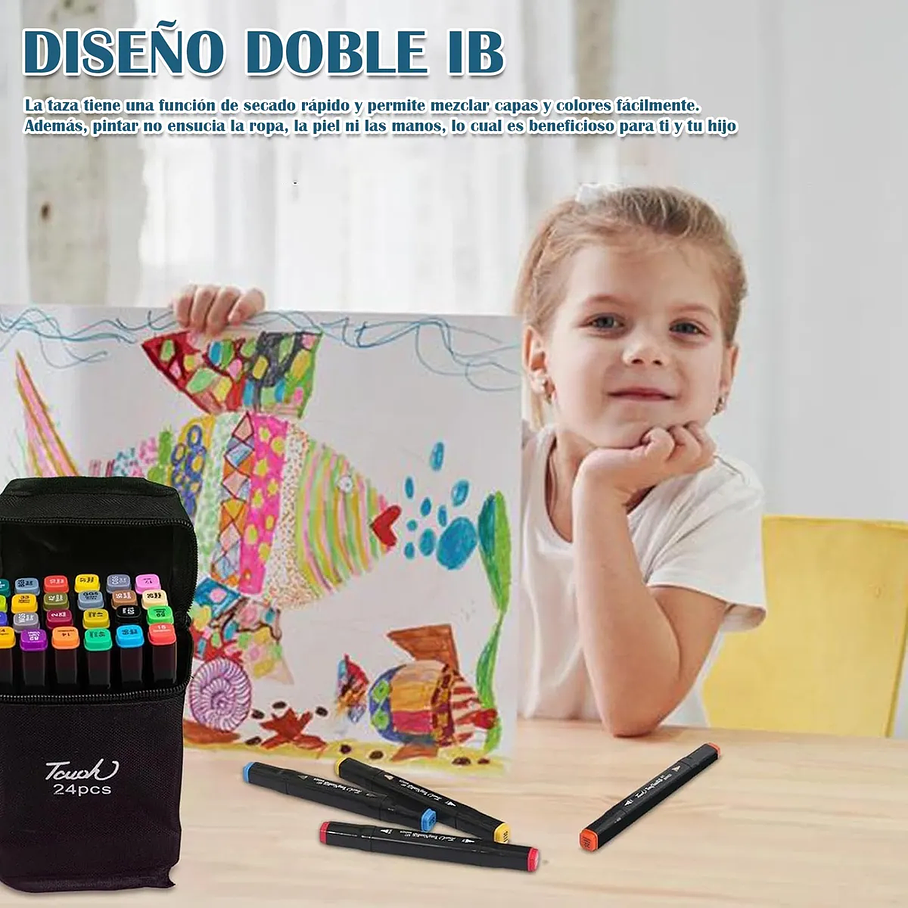Marcadores Set De 24 Plumones Doble Punta Para Colorear Marcadores Vibrante 4