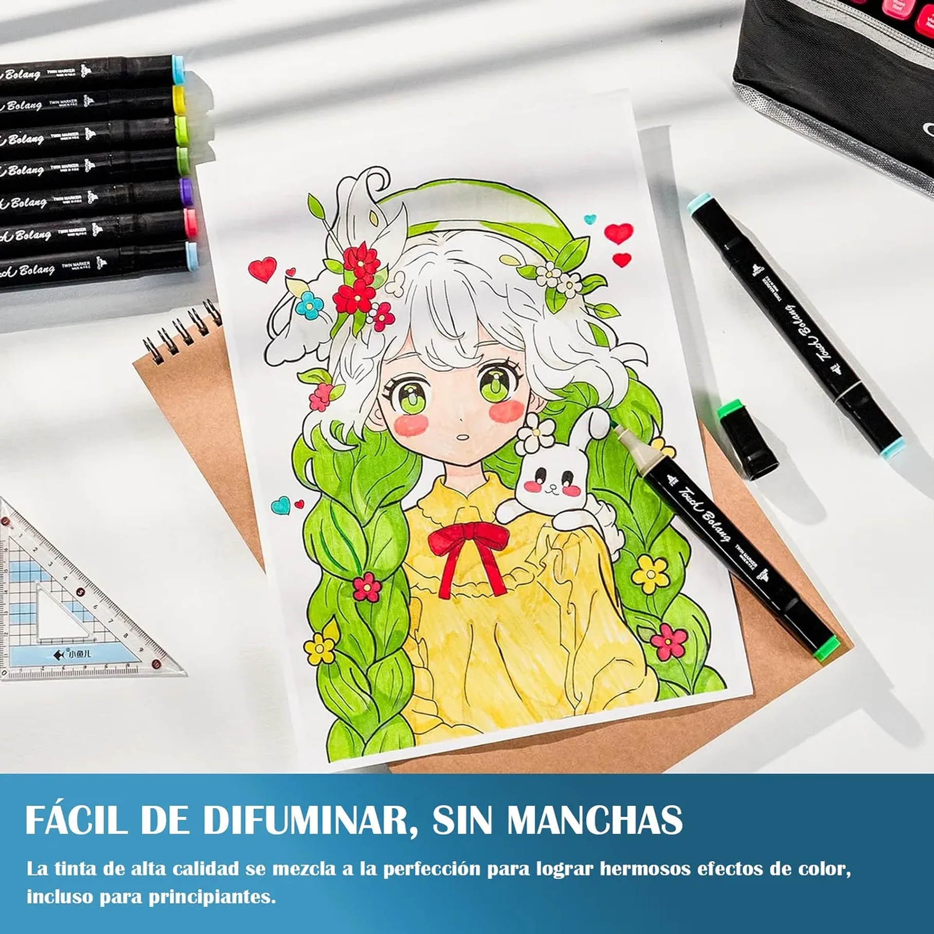 Marcadores Set De 24 Plumones Doble Punta Para Colorear Marcadores Vibrante 9