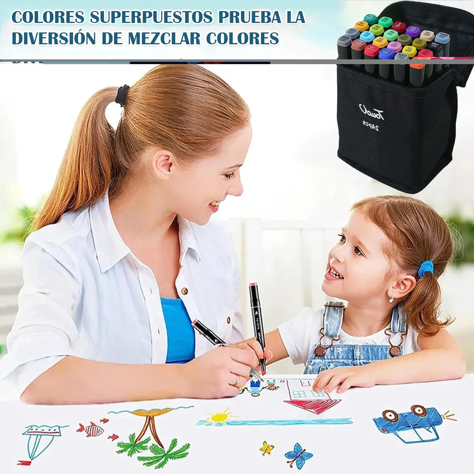 Marcadores Set De 24 Plumones Doble Punta Para Colorear Marcadores Vibrante 10