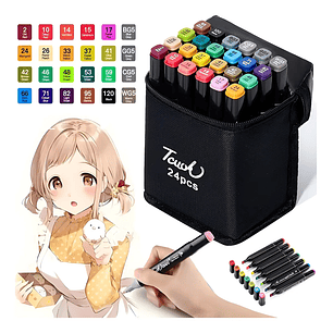 Marcadores Set De 24 Plumones Doble Punta Para Colorear Marcadores Vibrante