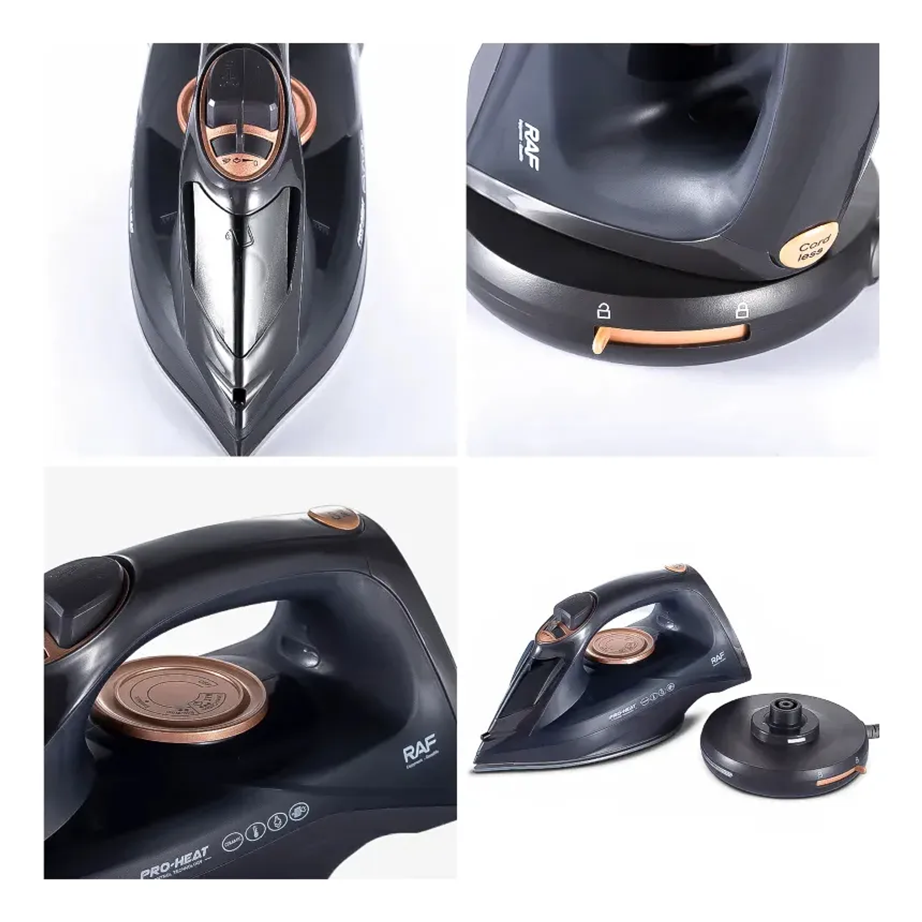 Plancha De Ropa A Vapor 2200w R.1349 Raf Negro Plancha Inalámbrica  4