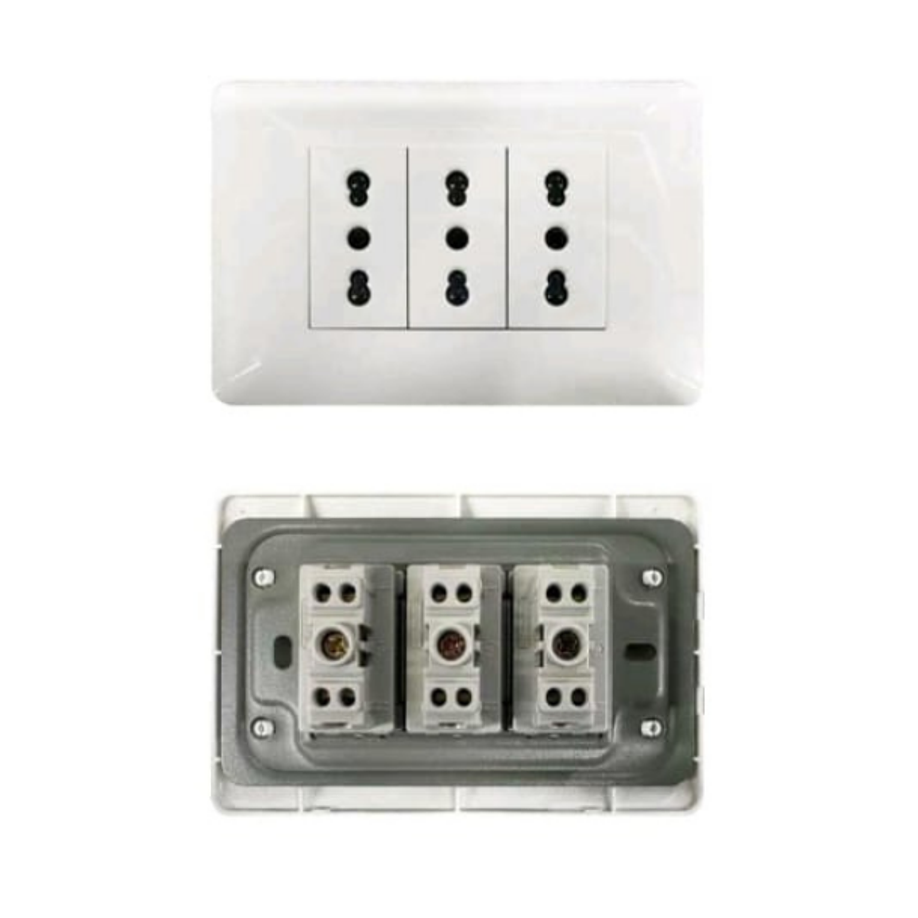 Enchufe Corriente 2RL Blanco 16A 250V Toma Corriente Triple Segura y Resistente Para Instalaciones Certificado 1