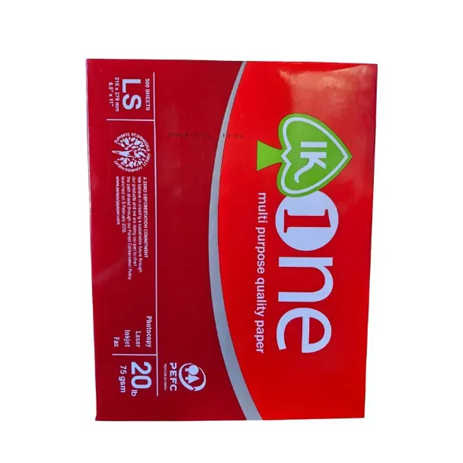 Resma Papel Carta Blanco Fotocopia 75g Impresión 500 Hojas One Ik Multipropósito Iso Aproval 2