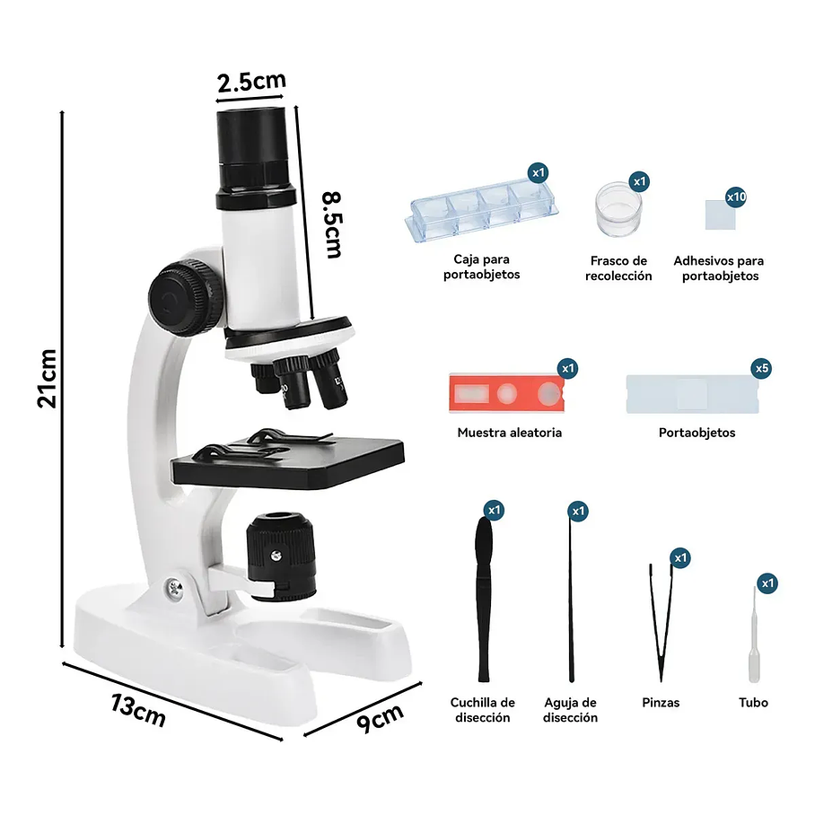 Microscopio Óptico Compuesto Didáctico 1200x Con Luz Led 8 Colores Para Niños Aprendizaje 2RL 8