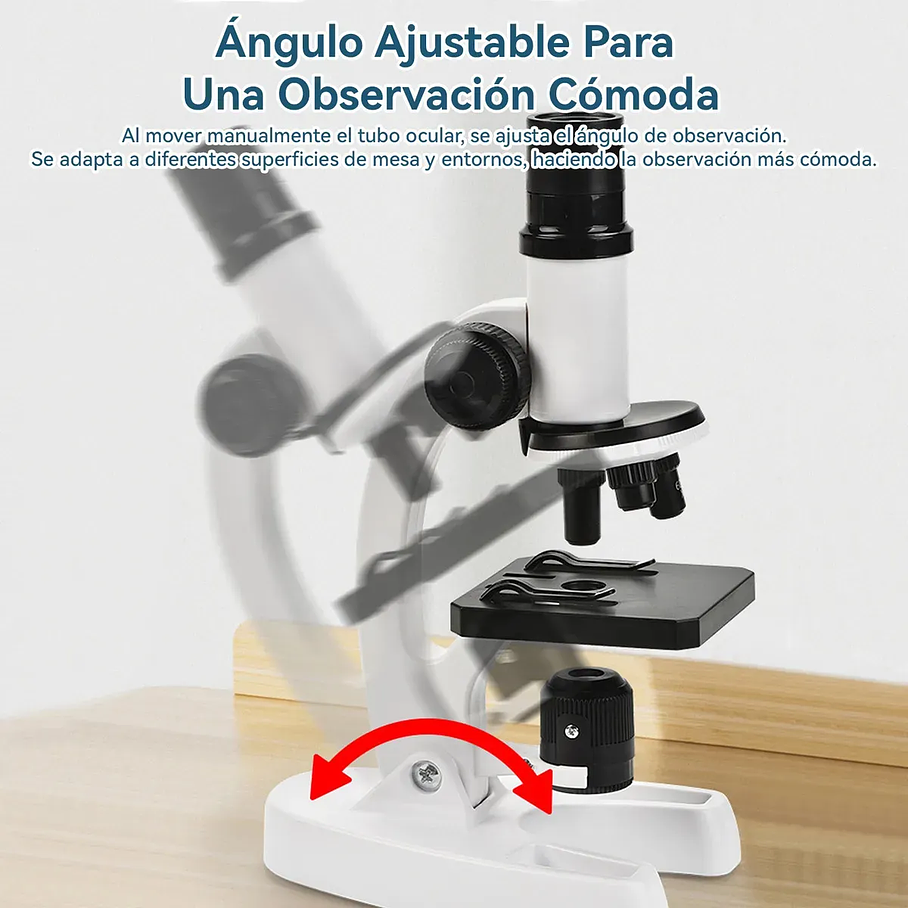 Microscopio Óptico Compuesto Didáctico 1200x Con Luz Led 8 Colores Para Niños Aprendizaje 2RL 9