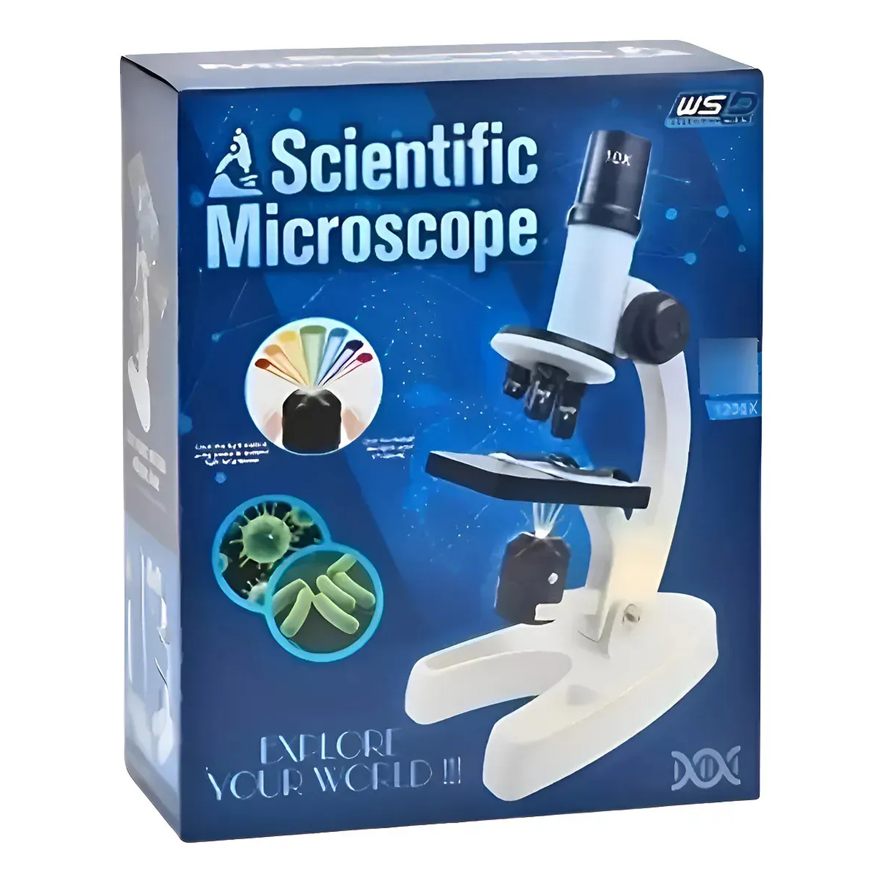 Microscopio Óptico Compuesto Didáctico 1200x Con Luz Led 8 Colores Para Niños Aprendizaje 2RL 1