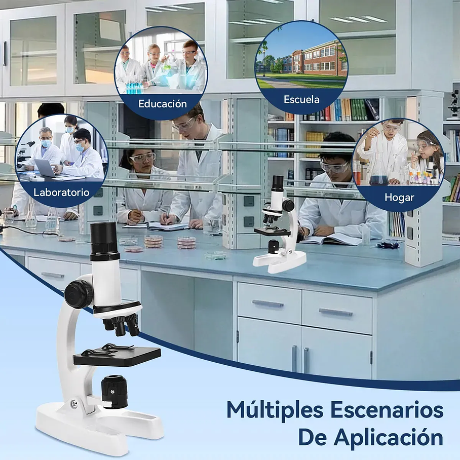 Microscopio Óptico Compuesto Didáctico 1200x Con Luz Led 8 Colores Para Niños Aprendizaje 2RL 11