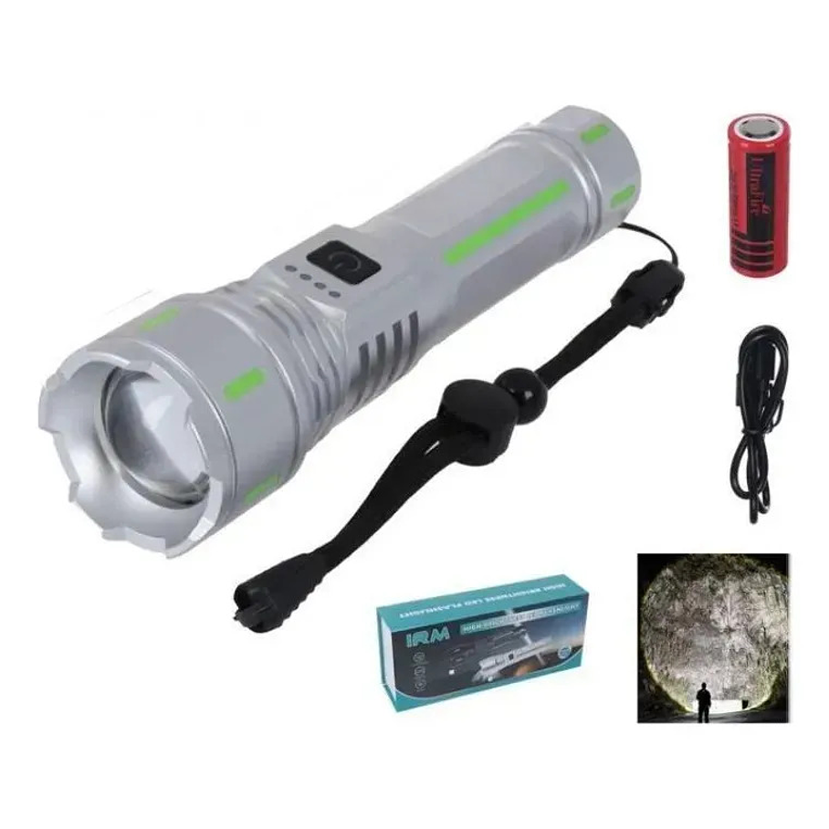 Linterna Recargable Usb Super Light Led 10000 Lm Blanco Gris Linterna Reflectante Plateado 2rl Batería Recargable 8800 Mah 1