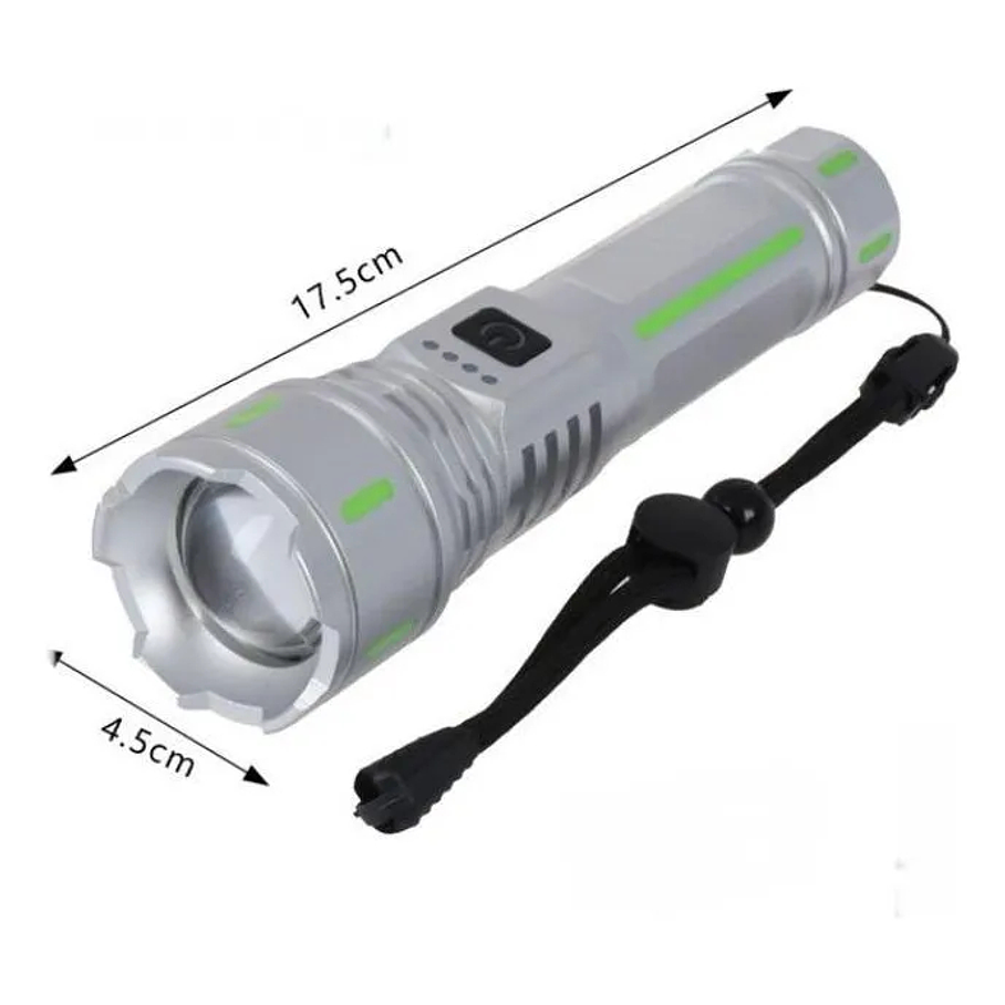 Linterna Recargable Usb Super Light Led 10000 Lm Blanco Gris Linterna Reflectante Plateado 2rl Batería Recargable 8800 Mah 3