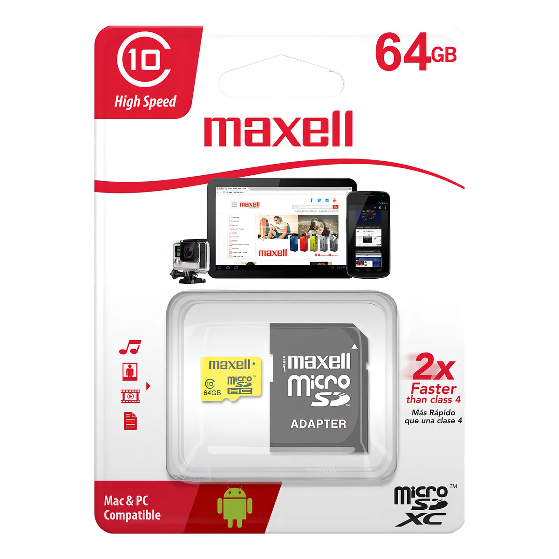 Tarjeta De Memoria Micro Sd 64gb Maxell Clase 10 90mb/s 1