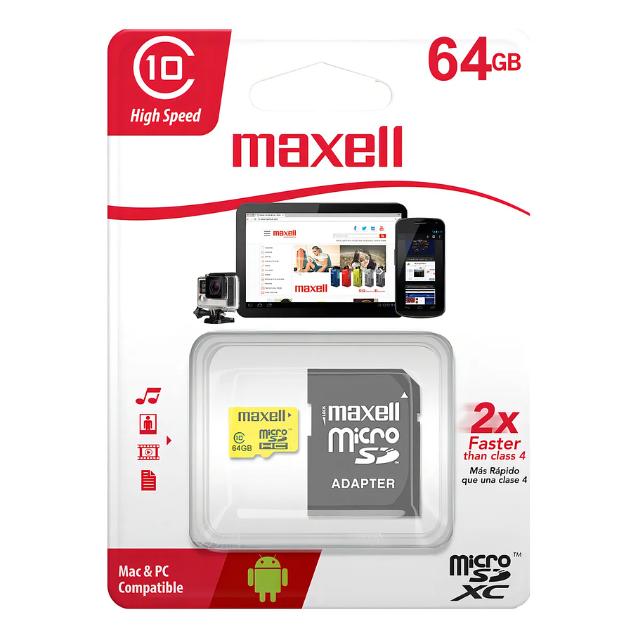 Tarjeta De Memoria Micro Sd 64gb Maxell Clase 10 90mb/s 1