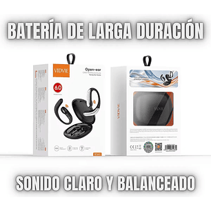 Audifonos Deportivos Oido Abierto Open Ear Bluetooth Negro Vidvie Bt892
