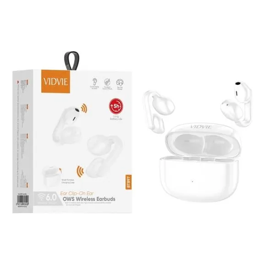 Audífonos Inalámbricos Vidvie Bt897 Ows Clip Bluetooth Blanco Clip On Ear 6