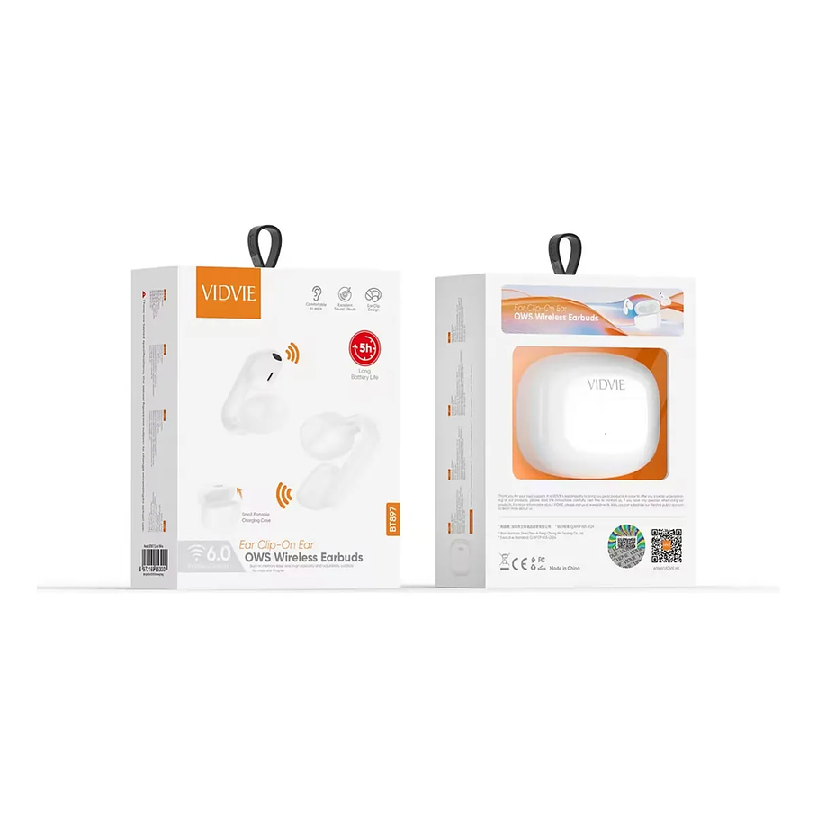 Audífonos Inalámbricos Vidvie Bt897 Ows Clip Bluetooth Blanco Clip On Ear 1