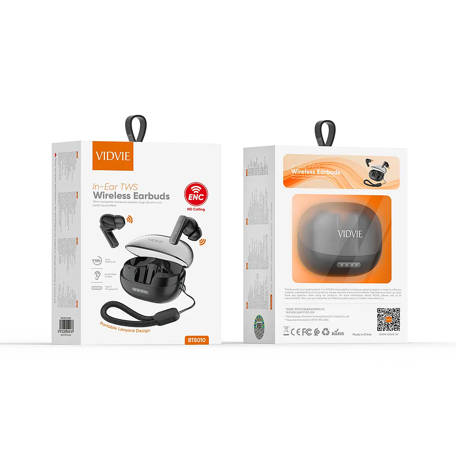 Audifonos Vidvie BT8010 ENC In-Ear TWS Wireless Earbuds Color Negro Cancelación De Ruido 2