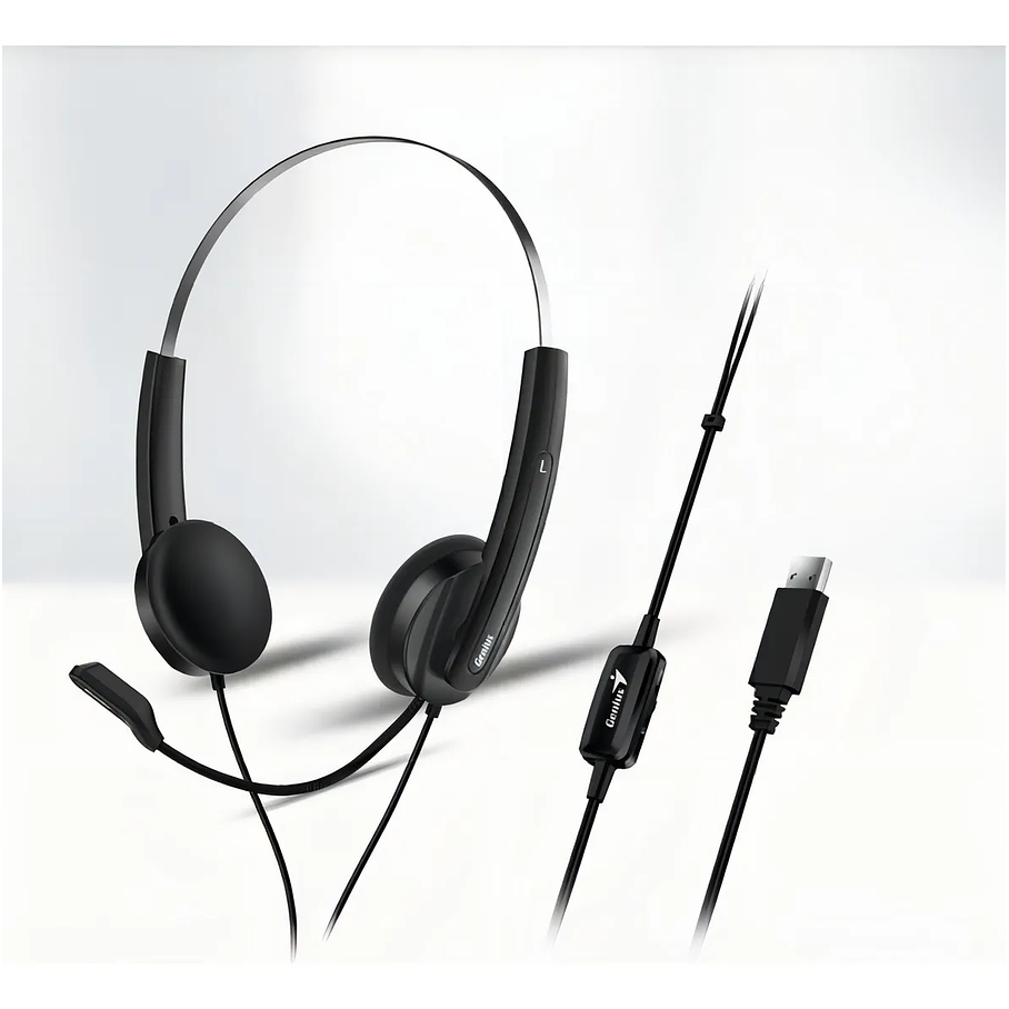 Auriculares Genius Hs-220u Usb Con Micrófono 2,4 Mts Negro Call Center Copilot 5