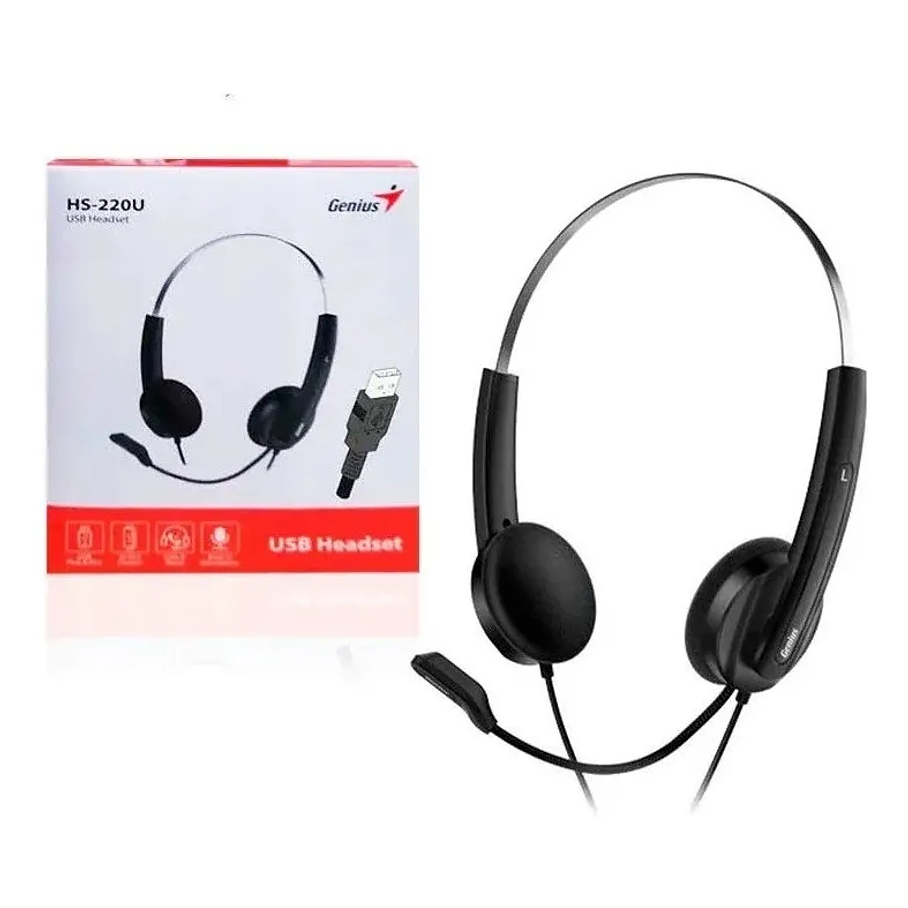 Auriculares Genius Hs-220u Usb Con Micrófono 2,4 Mts Negro Call Center Copilot 6