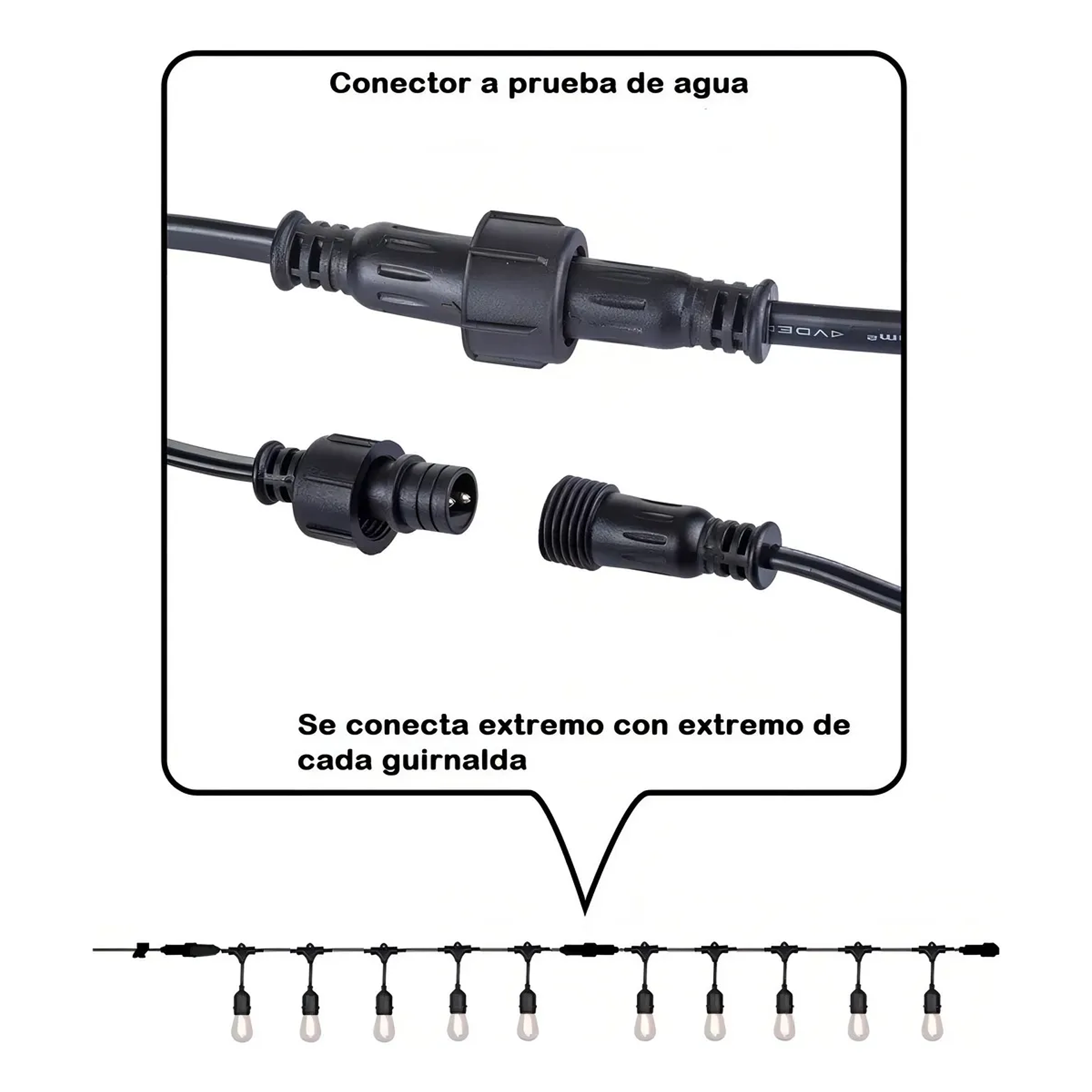Guirnalda 10 Mts  Luces Sellada Lluvia Exterior Ip65 Sin Luces Color Negro Guirnalda 10 MtS 4