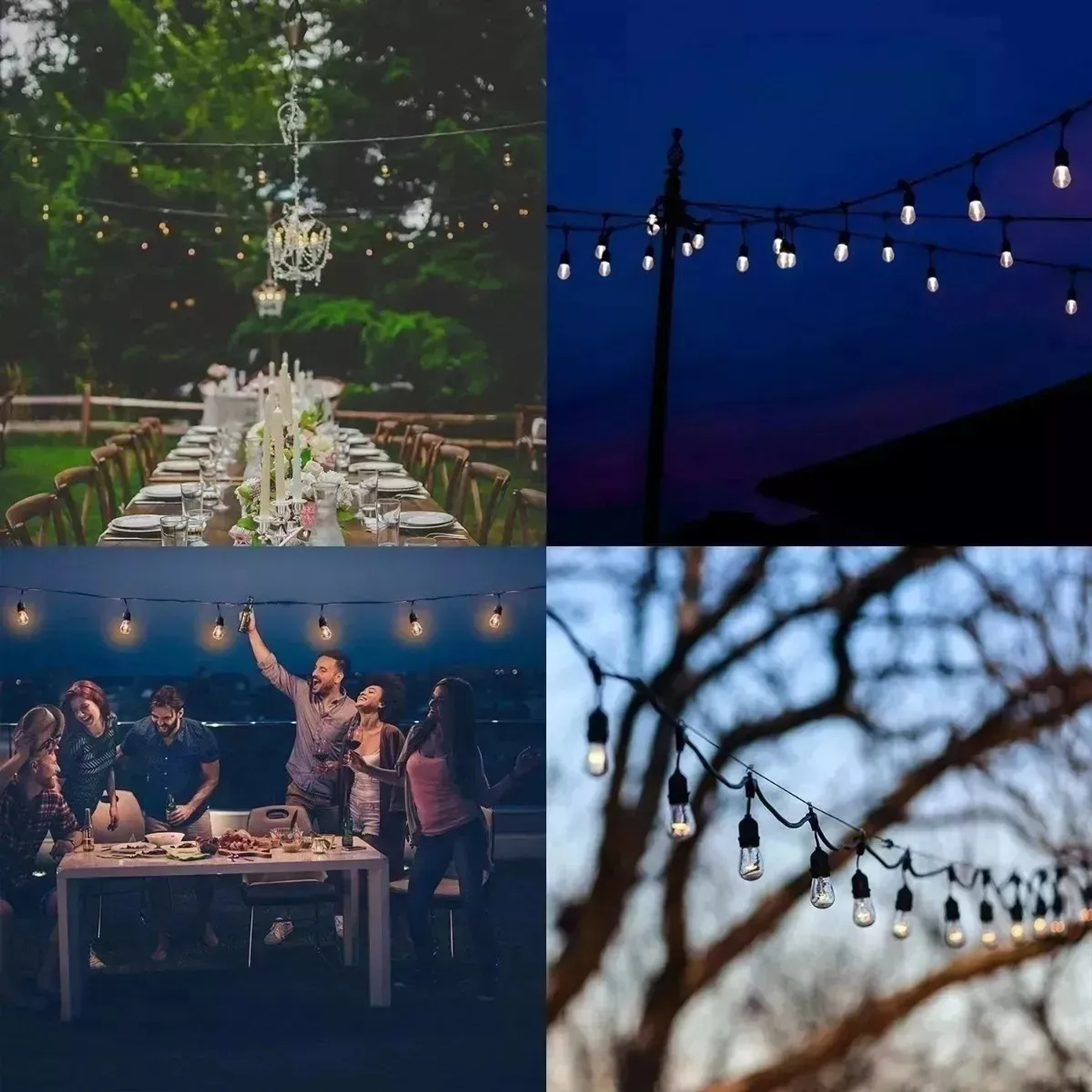 Guirnalda 10 Mts  Luces Sellada Lluvia Exterior Ip65 Sin Luces Color Negro Guirnalda 10 MtS 6