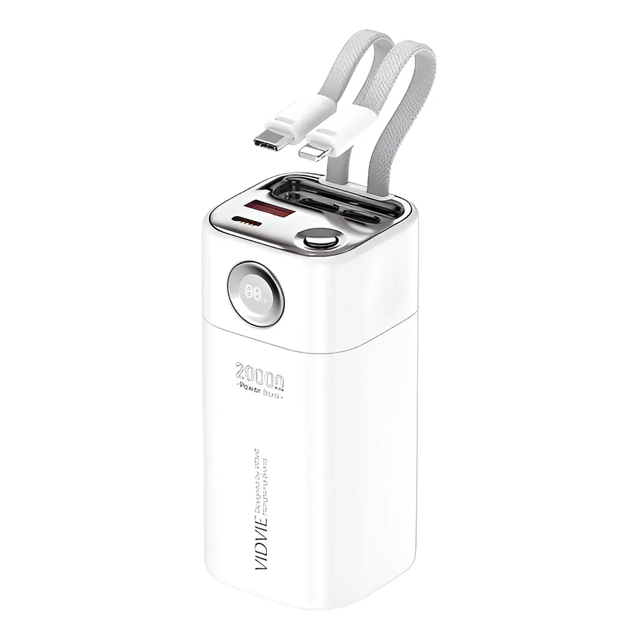 Power Bank Portátil Banco De Energía 2 En 1 Vidvie Pb711 Blanco 2