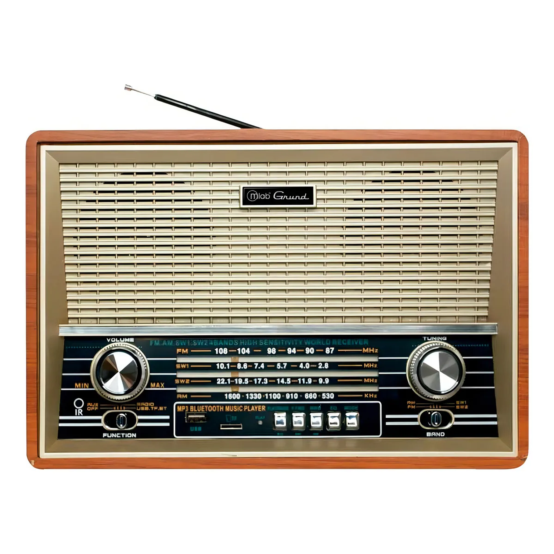 Parlante Mlab 8733 Retro Grund Bluetooth Usb Fm Color Café Diseño Vintage 4