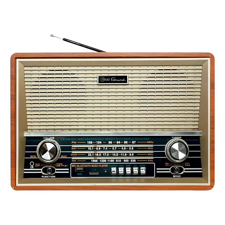 Parlante Mlab 8733 Retro Grund Bluetooth Usb Fm Color Café Diseño Vintage 4